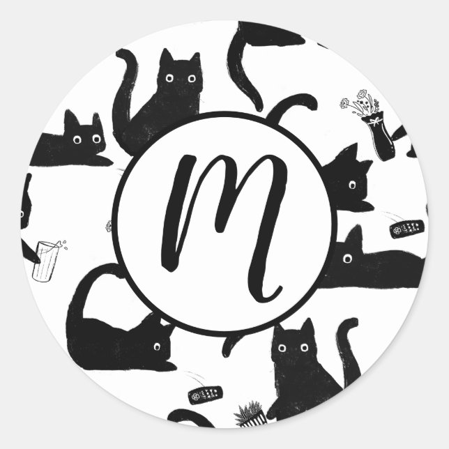 Bad Cats Knocking Stuff Over Classic Round Sticker (Front)