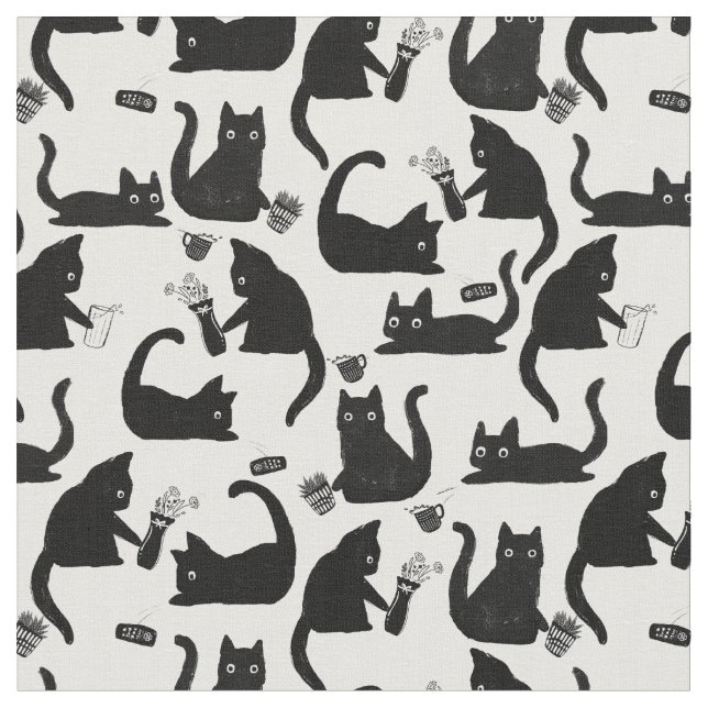 Bad Cats Knocking Stuff Over Fabric (Close Up)