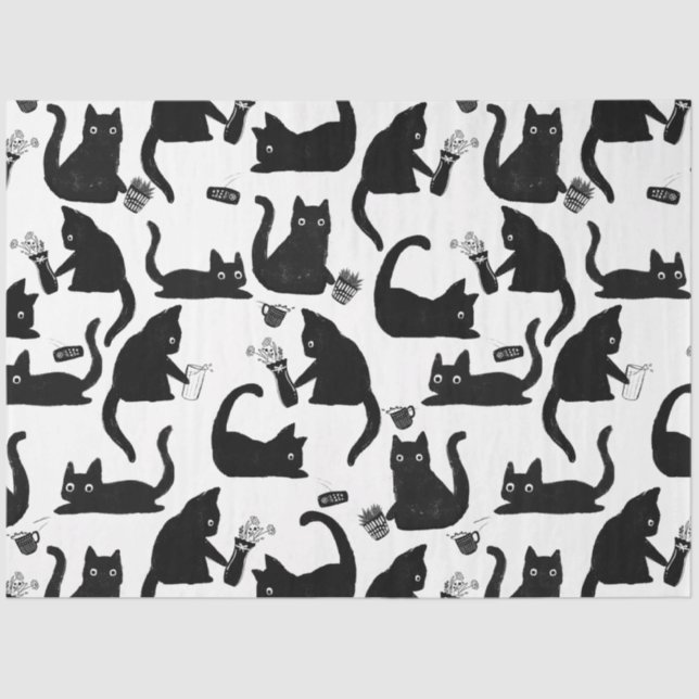 Bad Cats Knocking Stuff Over Tissue Paper (Front)