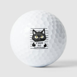 Bad Cattitude – Black Cat Mugshot Golf Balls