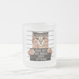 bad cute cat design cats lovers design frosted glass coffee mug