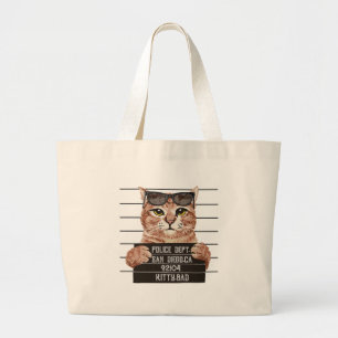 bad cute cat design cats lovers design large tote bag