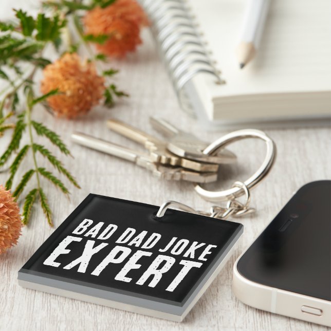 Bad Dad Joke Expert BOLD TYPOGRAPHY Key Ring (Front Right)