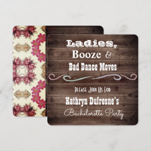 "Bad Dance Moves" Rustic Bachelorette Invitation