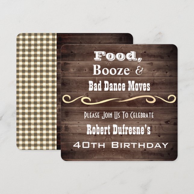 "Bad Dance Moves" Rustic Birthday Invitation (Front/Back)