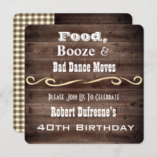 "Bad Dance Moves" Rustic Birthday Invitation