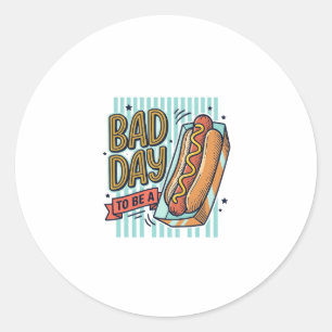 Bad Day Hot Dog Retro Vector Shirt Design_1 Classic Round Sticker
