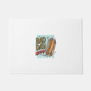 Bad Day Hot Dog Retro Vector Shirt Design_1 Doormat