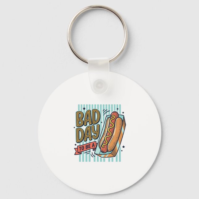 Bad Day Hot Dog Retro Vector Shirt Design_1 Key Ring (Front)