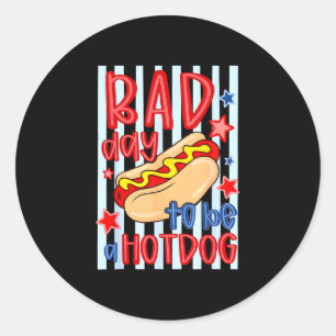 Bad day patriotic 4th of july to be a hotdog kids classic round sticker