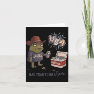 Bad Day To Be A Beer Funny Patriotic Frog Cowboy Card