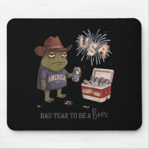 Bad Day To Be A Beer Funny Patriotic Frog Cowboy Mouse Mat