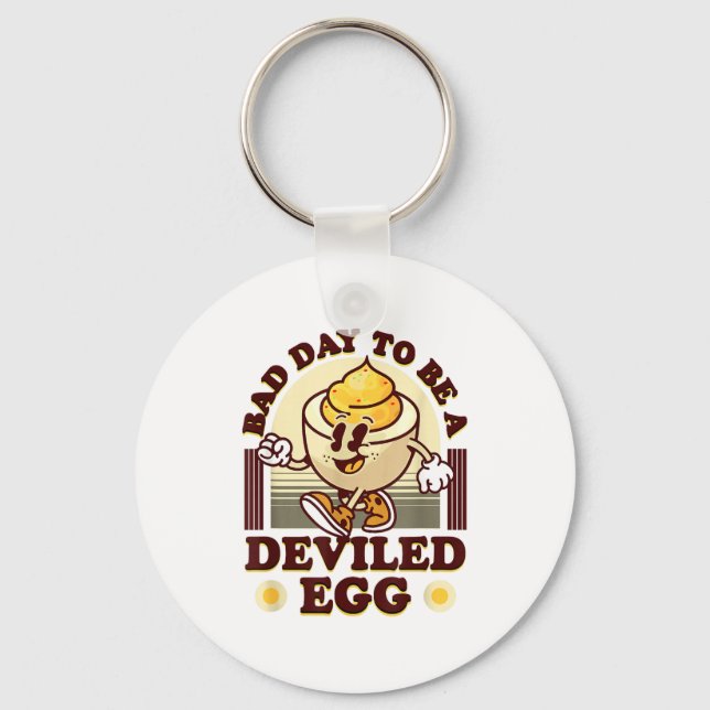 Bad Day To Be A Deviled Egg Funny Thanksgiving Egg Key Ring (Front)