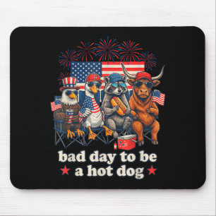 Bad day to be a hot dog funny 4th of july mouse mat