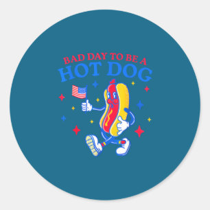 Bad day to be a hot dog funny bbq grilling 4th of classic round sticker