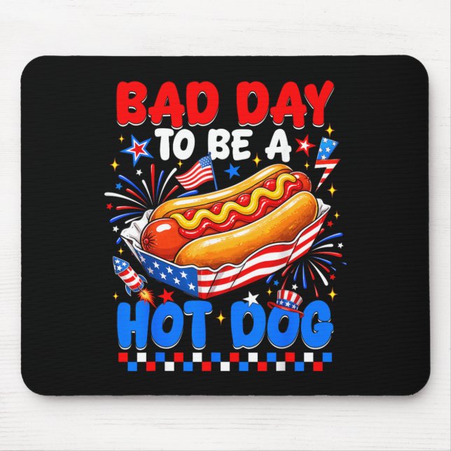 Bad Day To Be A Hot Dog Funny Bbq Grilling 4th Of Mouse Mat (Front)