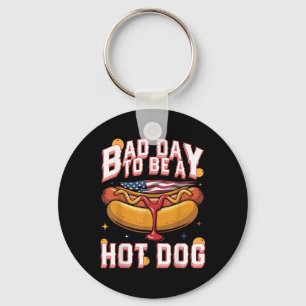 Bad Day To Be A Hot Dog _ Funny Patriotic Bbq Humo Key Ring