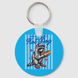 Bad Day To Be A Hot Dog Funny Racoon Hotdog 4th Key Ring