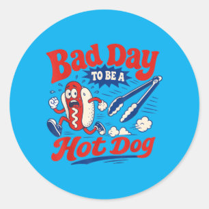 Bad Day To Be A Hot Dog Funny Toddler Kids Mens Classic Round Sticker