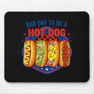 Bad day to be a hot dog - hot dog lover fast food mouse mat