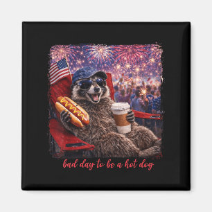 Bad Day to Be A Hot Dog Racoon 4th of July Magnet