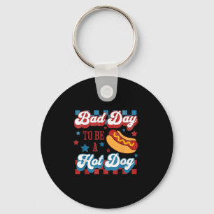 Bad Day To Be A Hot Dog Retro 4th Of July Key Ring