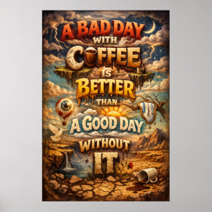 Bad Day With Coffee Better Surreal Fantasy Art Poster