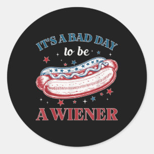 Bad Days Hotdog Wiener 4th July Patriotic Independ Classic Round Sticker
