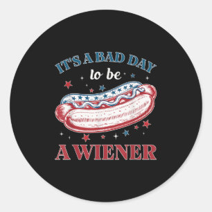 Bad Days Hotdog Wiener 4th July Patriotic Independ Classic Round Sticker