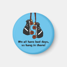 Bad Days Roller Skates Blue Circle Fridge Magnet