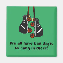 Bad Days Roller Skates Green Square Fridge Magnet