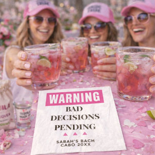 Bad Decisions Pending   Personalised Bachelorette  Napkin