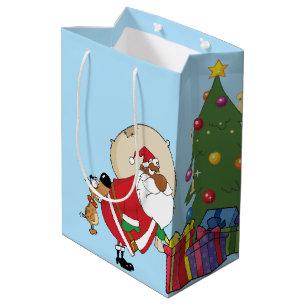 Bad Dog Bites Black Santa on the Butt Medium Gift Bag