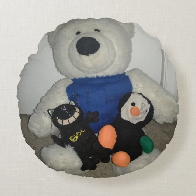 Bad Dream Cat, Archer, And Polory Round Cushion (Front)