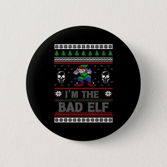 Bad Elf Ugly Christmas For Elves Lover  6 Cm Round Badge (Front)