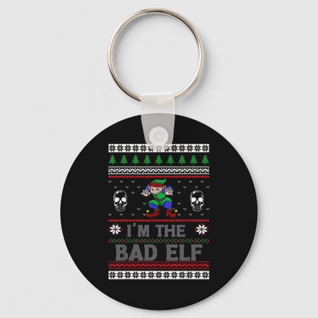 Bad Elf Ugly Christmas For Elves Lover  Key Ring (Front)