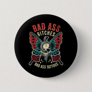 Bad Es Tattooed Women Empowered Retro Tattoo Flash 6 Cm Round Badge