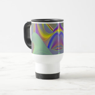 Bad Face , Abstract 3D Rainbow Art Travel Mug