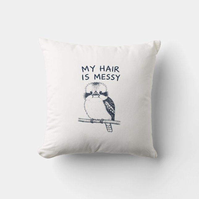 Bad Feather Day Vintage Bird Illustration Cushion (Front)