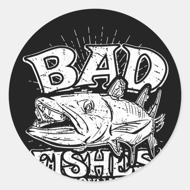Bad Fishes Only, Barracuda Graphic Classic Round Sticker (Front)