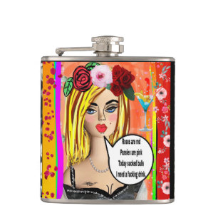 BAD GIRL FLASK-Roses are red, violets are pink, to Hip Flask