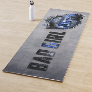 Bad Girl rustic grey blue Yoga Mat