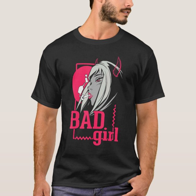 Bad Girls No Angel Rebellious Bad Attitude Naughty T-Shirt (Front)