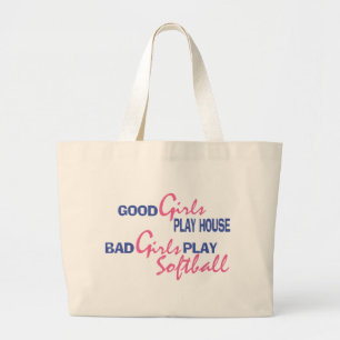Bad Girls Play Softball Large Tote Bag