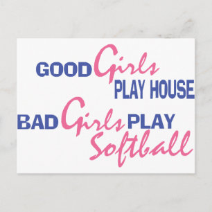 Bad Girls Play Softball Postcard