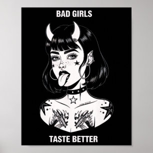 Bad Girls Taste Better Tattoo Devil Halloween Men Poster