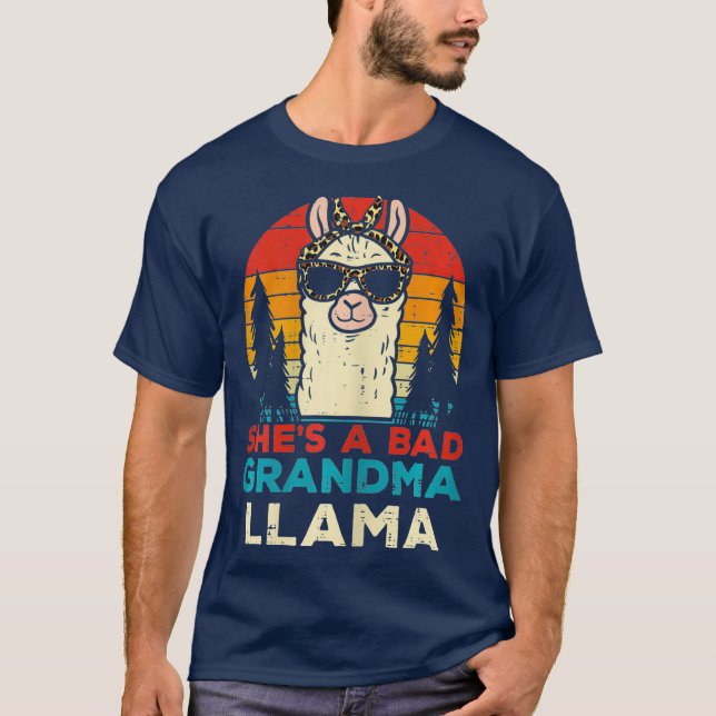 Bad Grandma Llama Retro Alpaca Mothers Day Nana T-Shirt (Front)