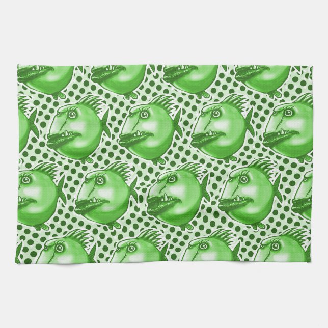 bad guy ugly fish funny cartoon tea towel (Horizontal)