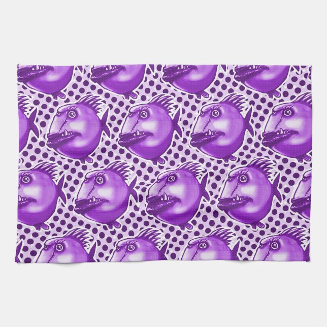 bad guy ugly fish funny cartoon tea towel (Horizontal)