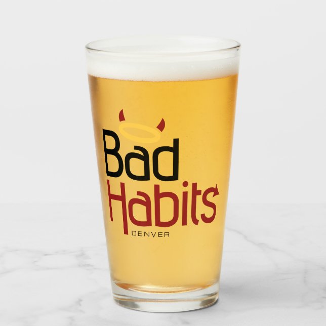 Bad Habits Denver Classic Pint Glass (Colour) (Front Filled)